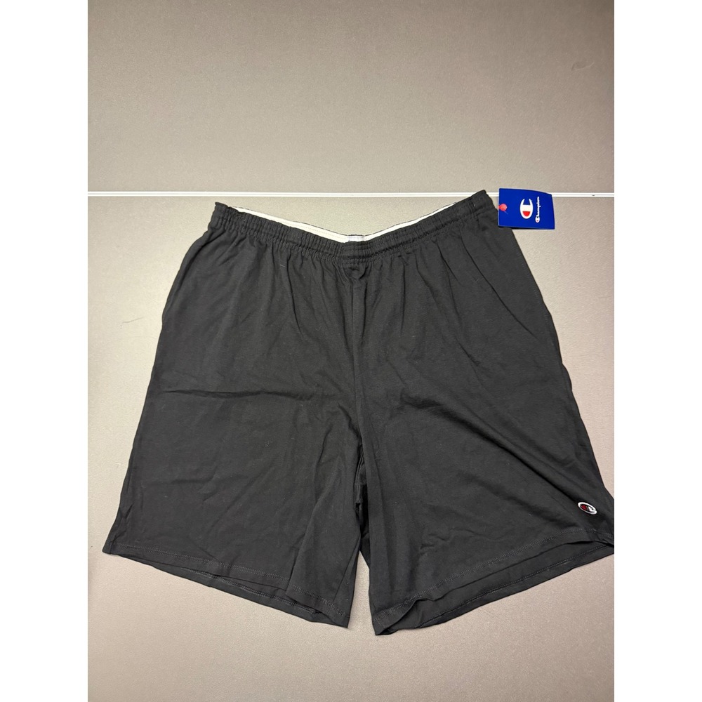Champion Mens Jersey Shorts Black 100% Cotton Athletic Gym Pockets 85653 XXL